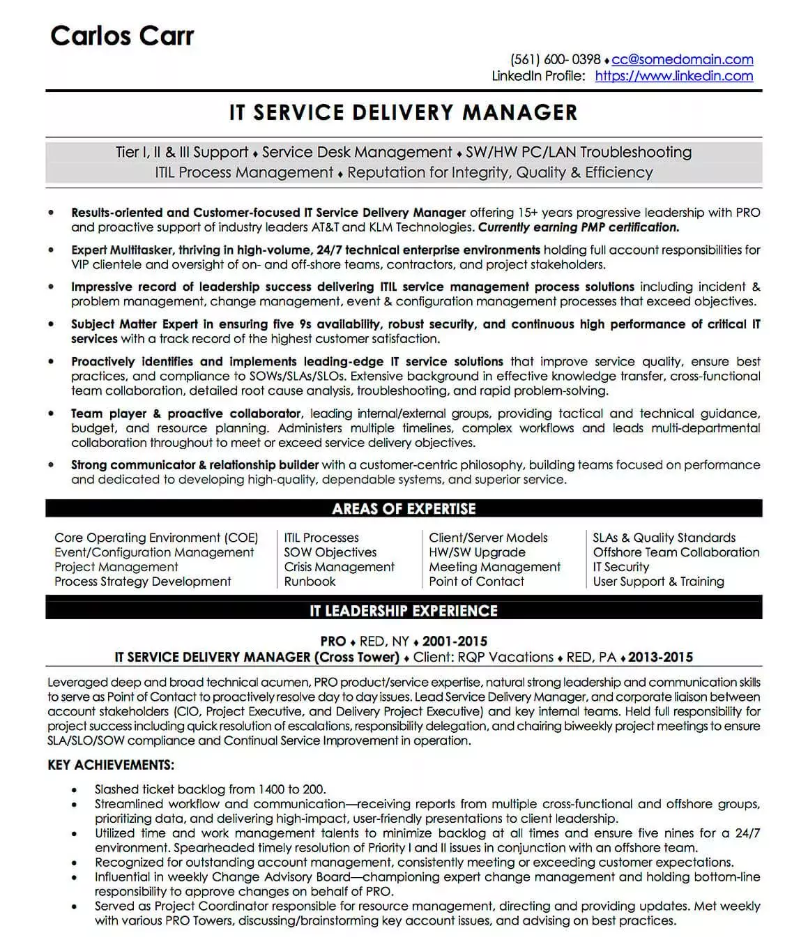 5 IT Service Delivery Manager